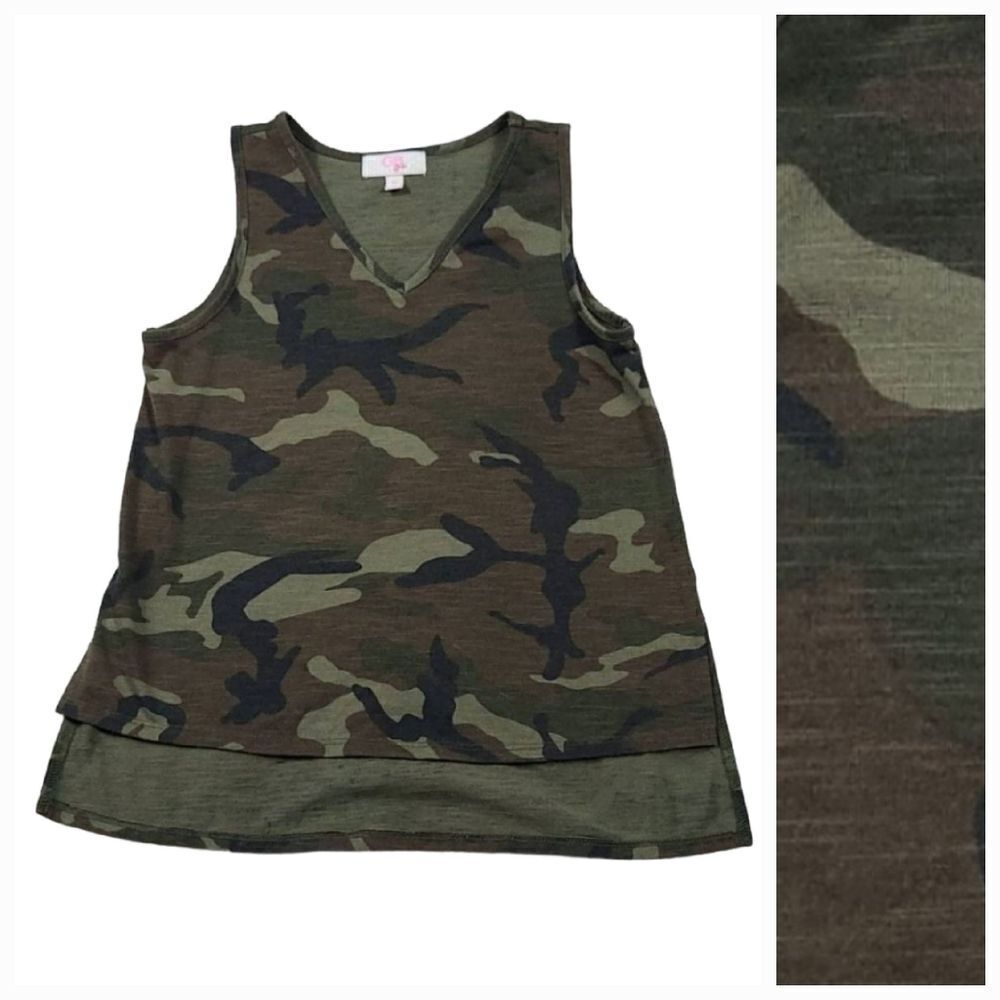 Gianni Bini GB Girls Camo Tank Top Tee Shirt Medium 8/10 Sleeveless T-shirt
